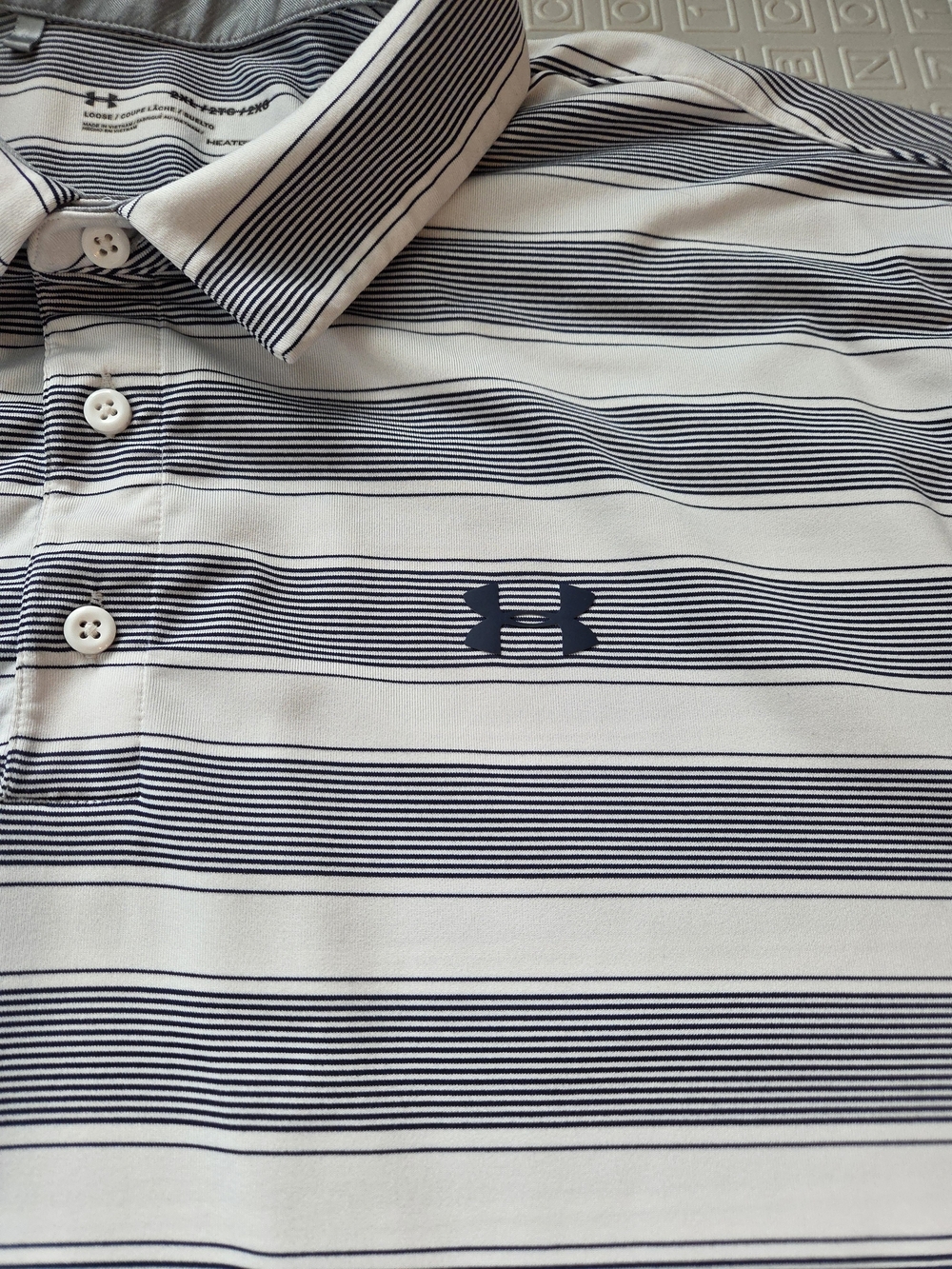Under Armour Mens Loose Fit Heat Gear Polo Shirt Striped Size XXL - Picture 2 of 9